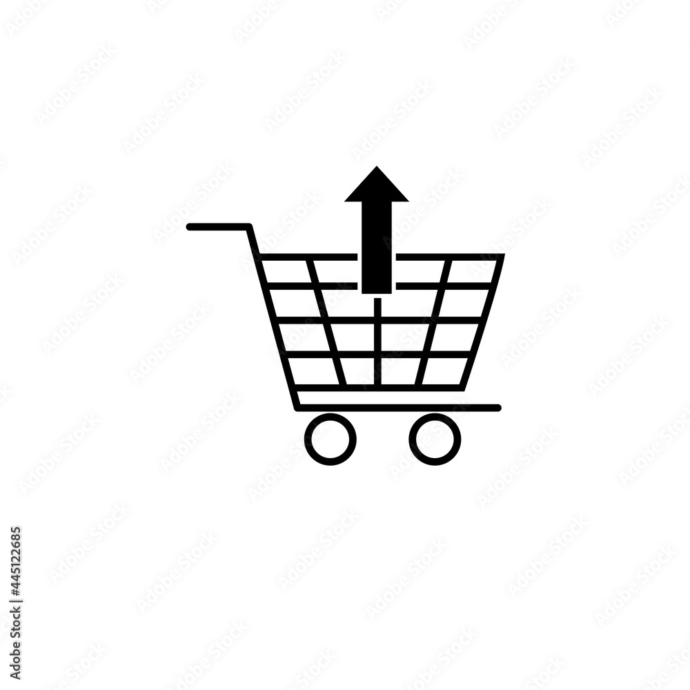 Add to Shopping cart sign. Vector. Flat black icon in white background. Add to Shopping cart sign. Vector. Flat black icon in white background.