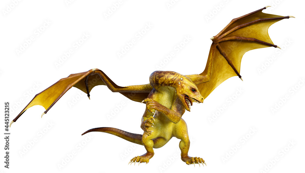Fototapeta premium 3D Rendering Fairy Tale Dragon on White