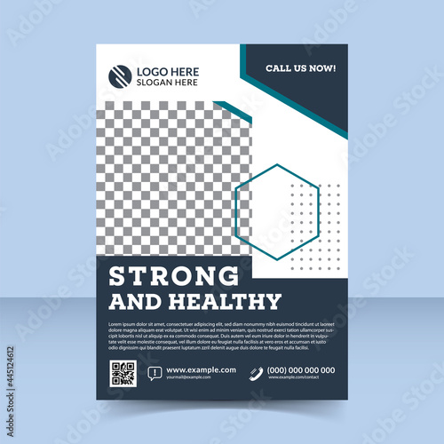 Strong Healthy flyer template design fitness sport club