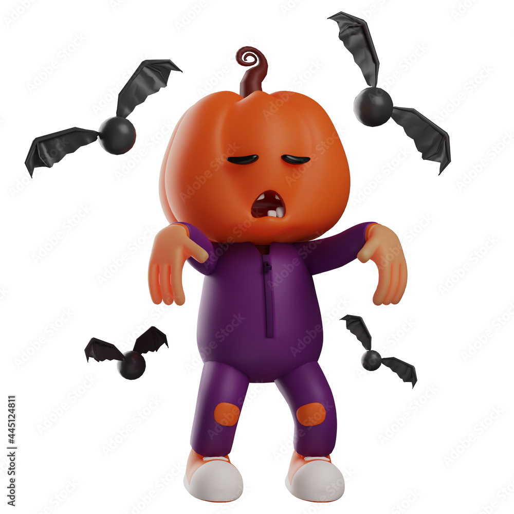 3D Halloween Scarecrow Cartoon Character a walking dead poses 3D Halloween Scarecrow Cartoon Character a walking dead poses