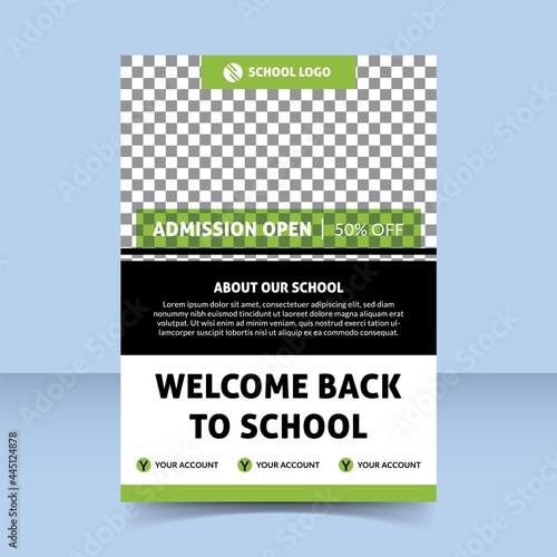 Flyer_050welcome back to school admission open green flyer design template