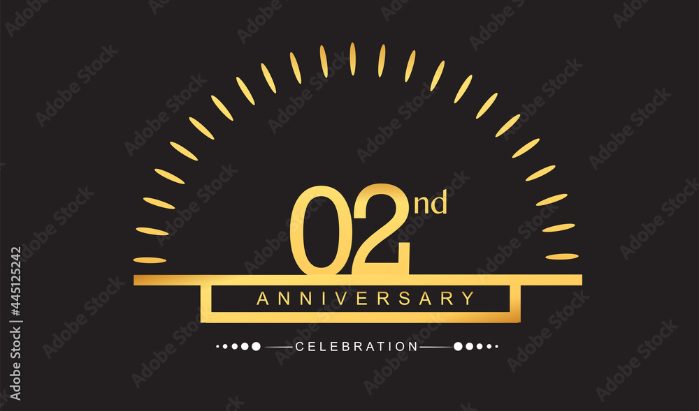 Fototapeta premium 2nd years golden anniversary logo celebration with firework elegant design for anniversary celebration.