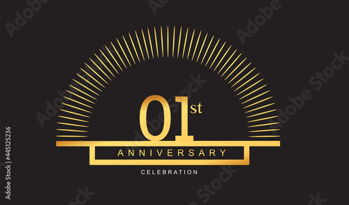 1st years golden anniversary logo celebration with firework elegant design for anniversary celebration.