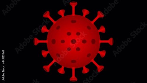 COVID 19, red coronavirus animation. 4k video with alpha channel. Seamless looping animation on transparent background.