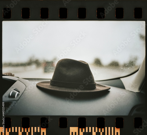 Hat on the dashboard of a car