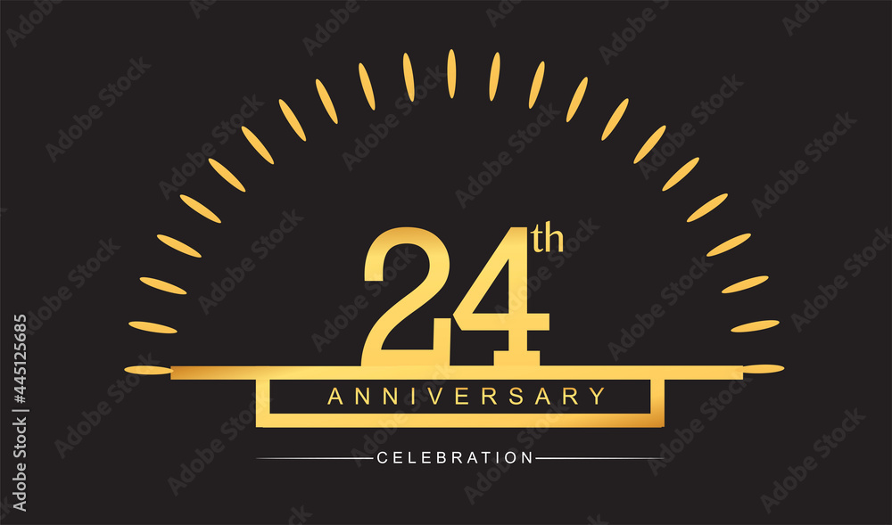 Fototapeta premium 24th years golden anniversary logo celebration with firework elegant design for anniversary celebration.