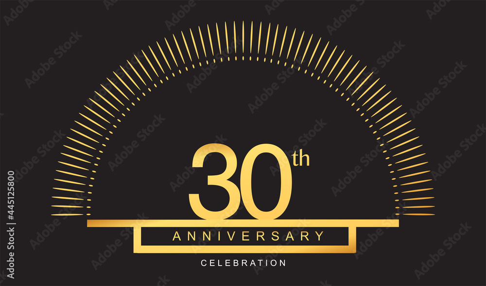 Fototapeta premium 30th years golden anniversary logo celebration with firework elegant design for anniversary celebration.
