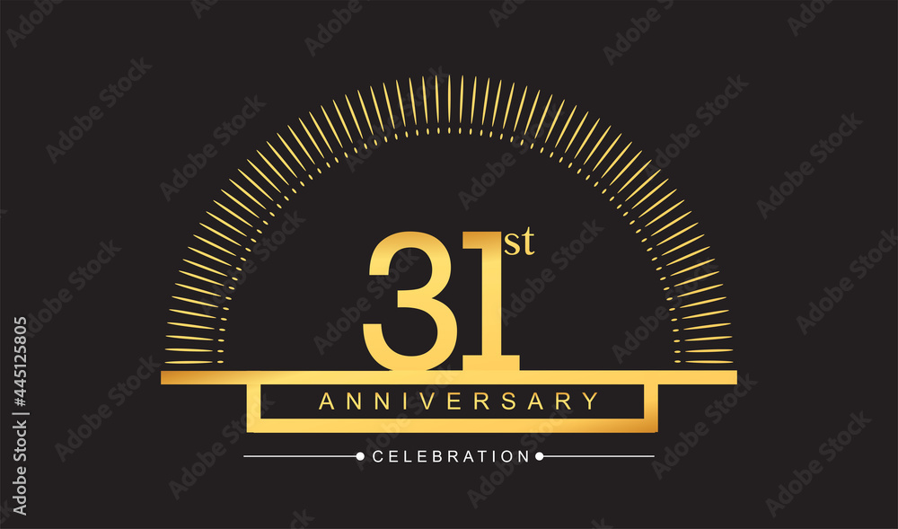 Fototapeta premium 31st years golden anniversary logo celebration with firework elegant design for anniversary celebration.