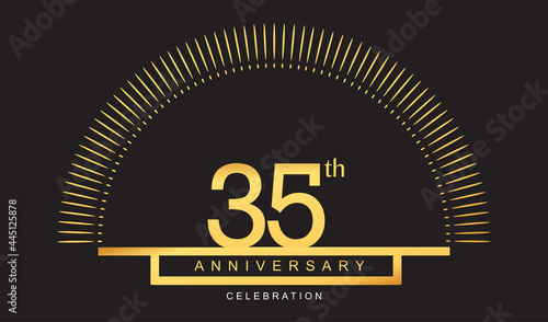 35th years golden anniversary logo celebration with firework elegant design for anniversary celebration.