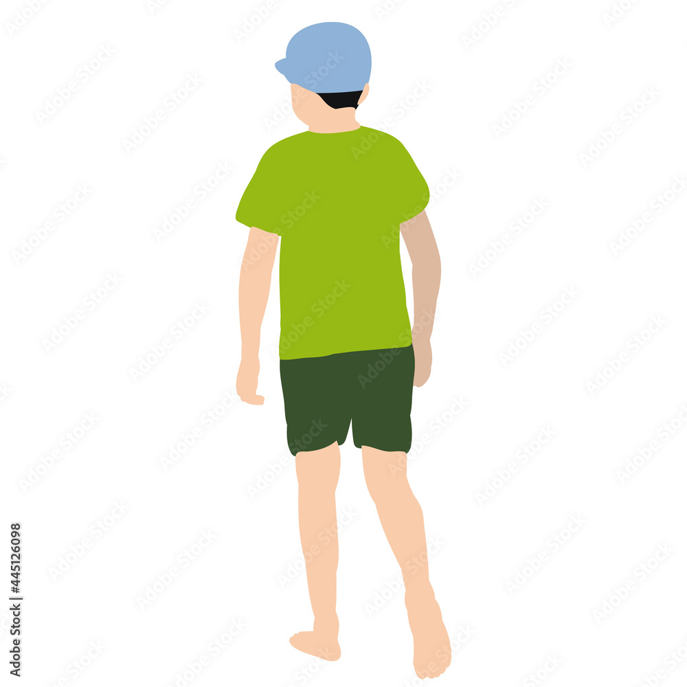 silhouette child boy in flat style on white background, isolated
