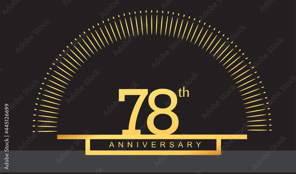Naklejka premium 78th years golden anniversary logo celebration with firework elegant design for anniversary celebration.