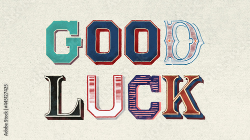Retro good luck word design photo