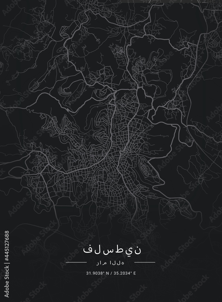 Map of Ramallah, Palestine