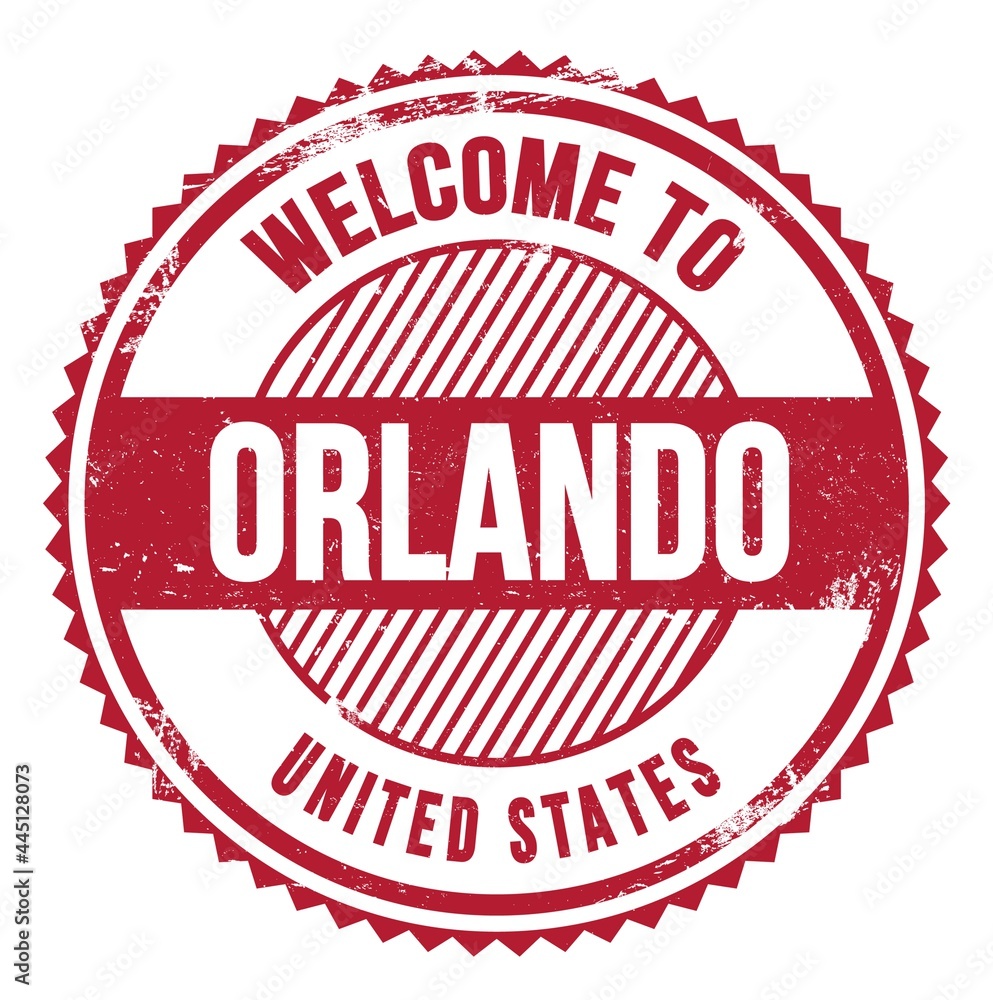 WELCOME TO ORLANDO - UNITED STATES, words written on red stamp WELCOME TO ORLANDO - UNITED STATES, words written on red stamp