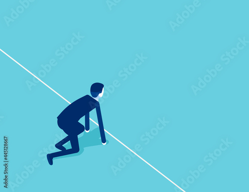 Starting position and ready to start. Flat isometric vector illustration