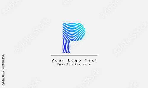 Fingerprint letter P vector template. Design with gradient and technology. This is for identification, security, protection . P Vector Letter base fingerprint logo for a modern world.