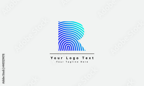 Fingerprint letter R vector template. Design with gradient and technology. This is for identification, security, protection . R Vector Letter base fingerprint logo for a modern world.