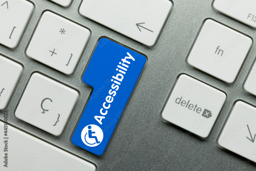Accessibility - Inscription on Blue Keyboard Key. Accessibility - Inscription on Blue Keyboard Key.