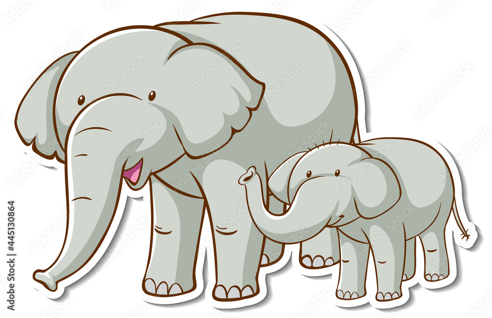 Fototapeta premium Elphant mom and baby sticker