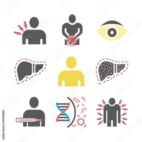 Hepatitis icon Infographics. Vector signs for web graphics.