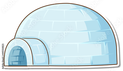 Sticker Ice igloo house on white background