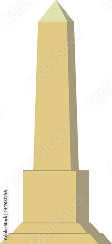 Obelisk. White stone monument. Historical monument. Victory symbol. Flag.