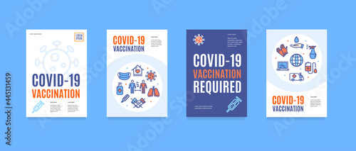 Covid Vaccination Required Poster Banner Set. Vector