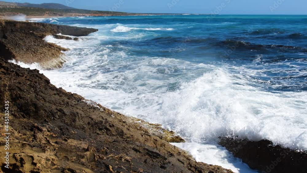 Extreme Wave crushing coast, Large Ocean Beautiful Wave, Awesome power of waves breaking over dangerous rocks Extreme Wave crushing coast, Large Ocean Beautiful Wave, Awesome power of waves breaking over dangerous rocks