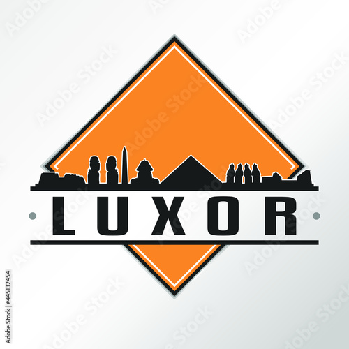 Luxor Governorate, Egypt Skyline Logo. Adventure Landscape Design Vector Illustration.