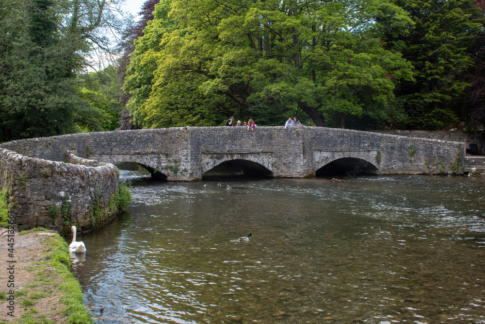 Fototapeta premium Bridge over the stream at Ashford-in-the-Water in Derbyshire's Peak District