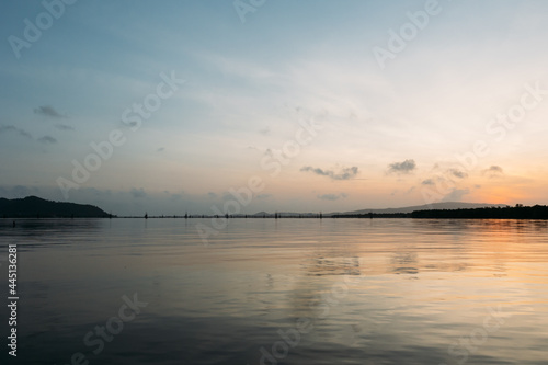 Bright sunries with large yellow sun.Songhkla  Thailand