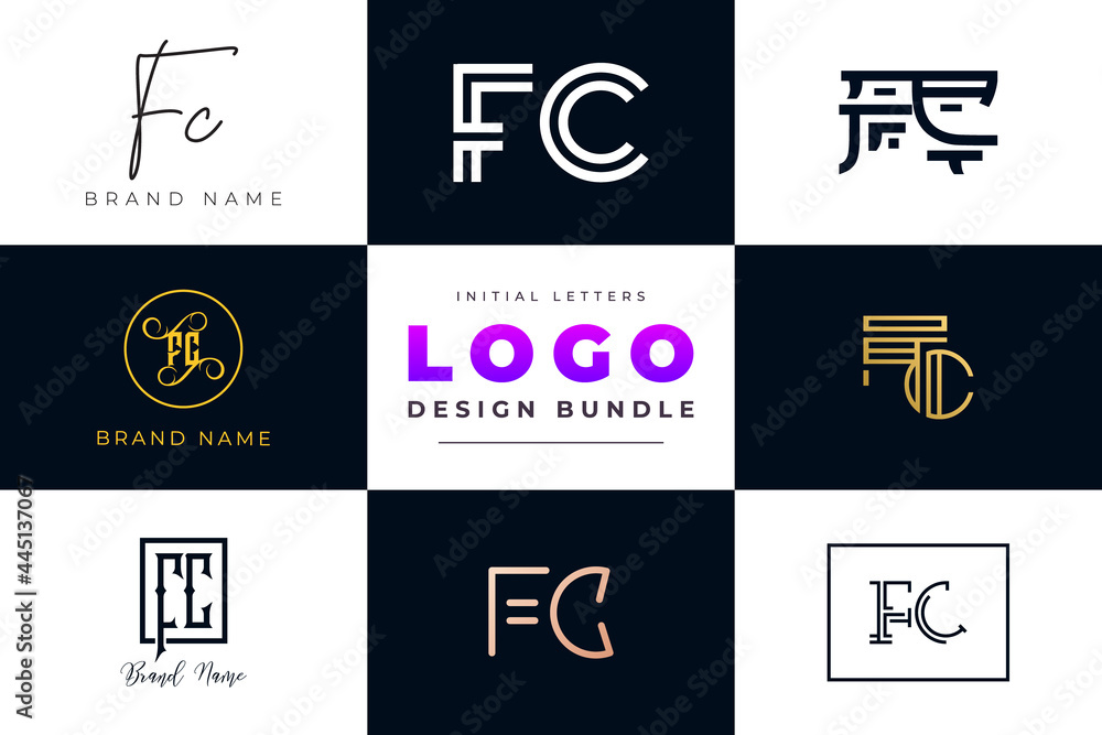 Set of collection Initial Letters FC Logo Design.