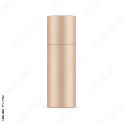 Fotografie, Obraz Kraft paper tube mockup template on isolated white background, ready for your de
