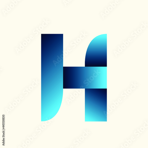 Letter H logo.Typographic icon.Lettering sign isolated on light background.Alphabet initial.Modern, design, geometric, minimalist style.