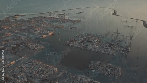 Aerial view of the ruins of Epecuen, near the Carhue village, province of Buenos Aires, Argentina. photo