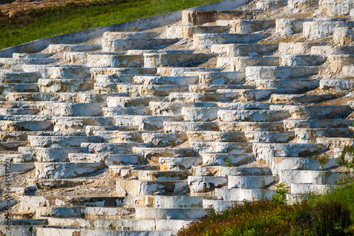 Thermal water pools in Egerszalok. The limestone hill. Mineral natural terraced basins in Egerszalok, Hungary. photo