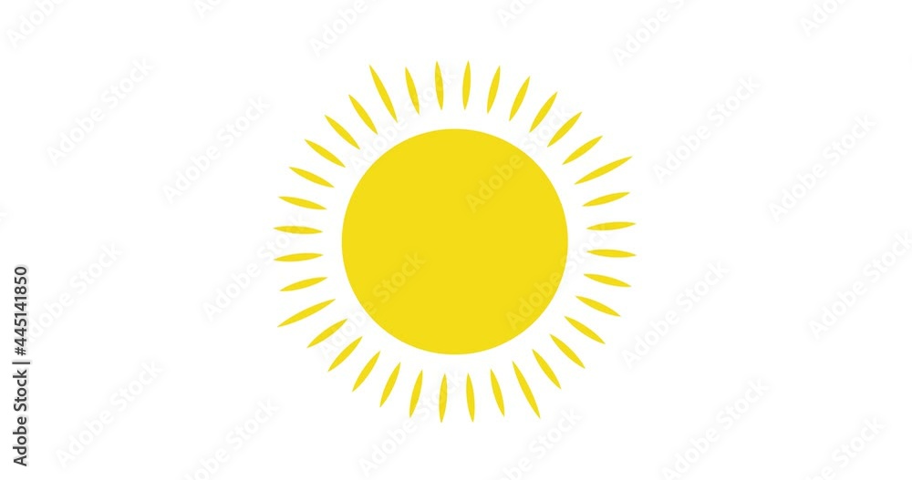 yellow sun rotating rays. sunlight spinning around hot summer symbol isolated on white background 4k video animation. animated sun rotation yellow sun rotating rays. sunlight spinning around hot summer symbol isolated on white background 4k video animation. animated sun rotation