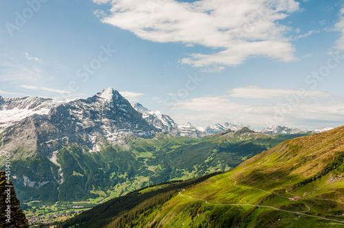 Grindelwald, Eiger, Eigernordwand, Unterer Grindelwaldgletscher,  Kleine Scheidegg, Wanderweg, First, Männlichen, Lauberhorn, Berner Oberland, Alpen, Sommer, Schweiz photo