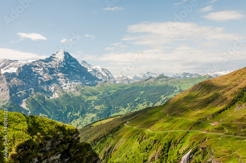 Grindelwald, Eiger, Eigernordwand, Schreckhorn, Unterer Grindelwaldgletscher, Wetterhorn, Wanderweg, First, Kleine Scheidegg, Männlichen, Tschuggen, Berner Oberland, Alpen, Sommer, Schweiz