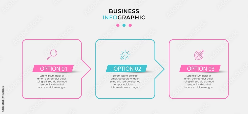 Vector Infographic design illustration business template with icons and 3 options or steps. Can be used for process diagram, presentations, workflow layout, banner, flow chart, info graph Vector Infographic design illustration business template with icons and 3 options or steps. Can be used for process diagram, presentations, workflow layout, banner, flow chart, info graph