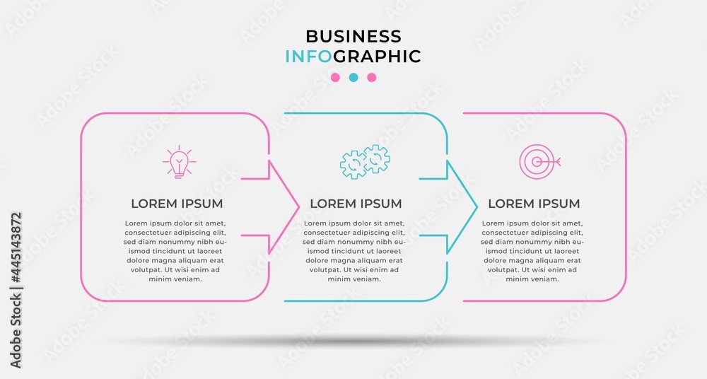 Vector Infographic design illustration business template with icons and 3 options or steps. Can be used for process diagram, presentations, workflow layout, banner, flow chart, info graph Vector Infographic design illustration business template with icons and 3 options or steps. Can be used for process diagram, presentations, workflow layout, banner, flow chart, info graph