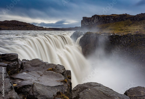 The powerful Dettifoss waterfall in Vatnajökull National Park in Northeast Iceland