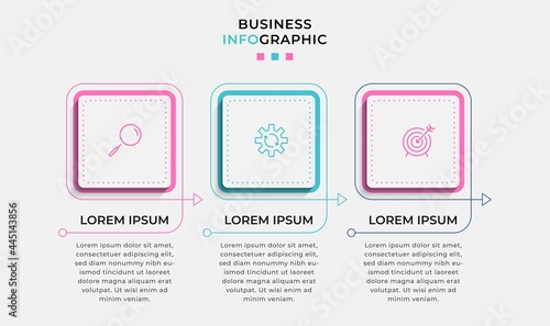 Vector Infographic design illustration business template with icons and 3 options or steps. Can be used for process diagram, presentations, workflow layout, banner, flow chart, info graph