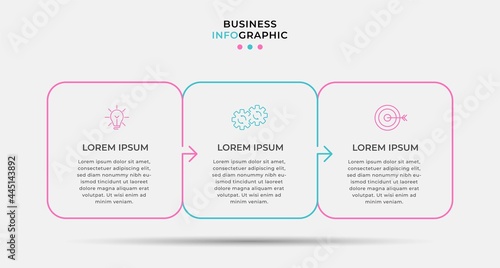 Vector Infographic design illustration business template with icons and 3 options or steps. Can be used for process diagram, presentations, workflow layout, banner, flow chart, info graph