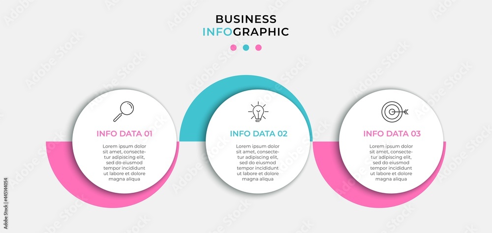Vector Infographic design illustration business template with icons and 3 options or steps. Can be used for process diagram, presentations, workflow layout, banner, flow chart, info graph Vector Infographic design illustration business template with icons and 3 options or steps. Can be used for process diagram, presentations, workflow layout, banner, flow chart, info graph