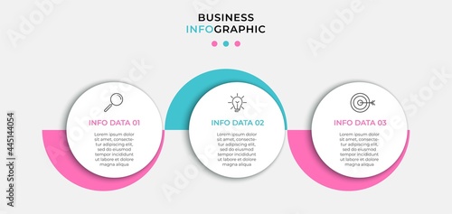 Vector Infographic design illustration business template with icons and 3 options or steps. Can be used for process diagram, presentations, workflow layout, banner, flow chart, info graph