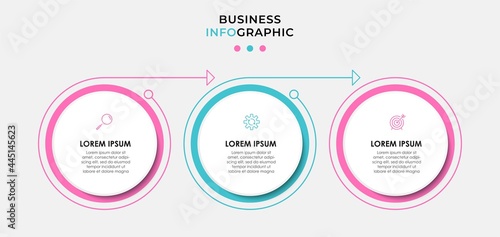 Vector Infographic design illustration business template with icons and 3 options or steps. Can be used for process diagram, presentations, workflow layout, banner, flow chart, info graph