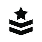 military rank badge icon with star in trendy flat style.