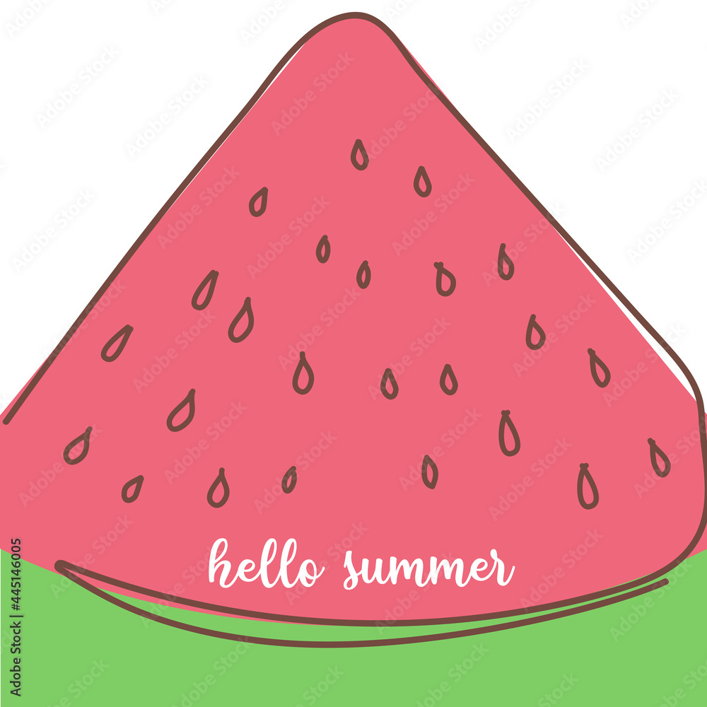 Hello Summer inscription on the background of watermelon. Summer Banner