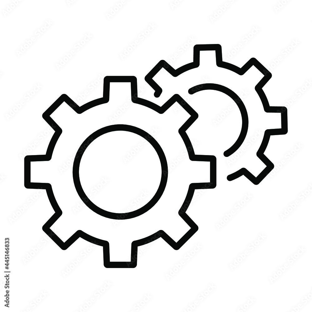 Vector icon of tool, gear, Gear Mark Isolated on white background. Help options account concept. Trendy flat style for graphic design, logo, website, social media, UI, mobile app, EPS10.